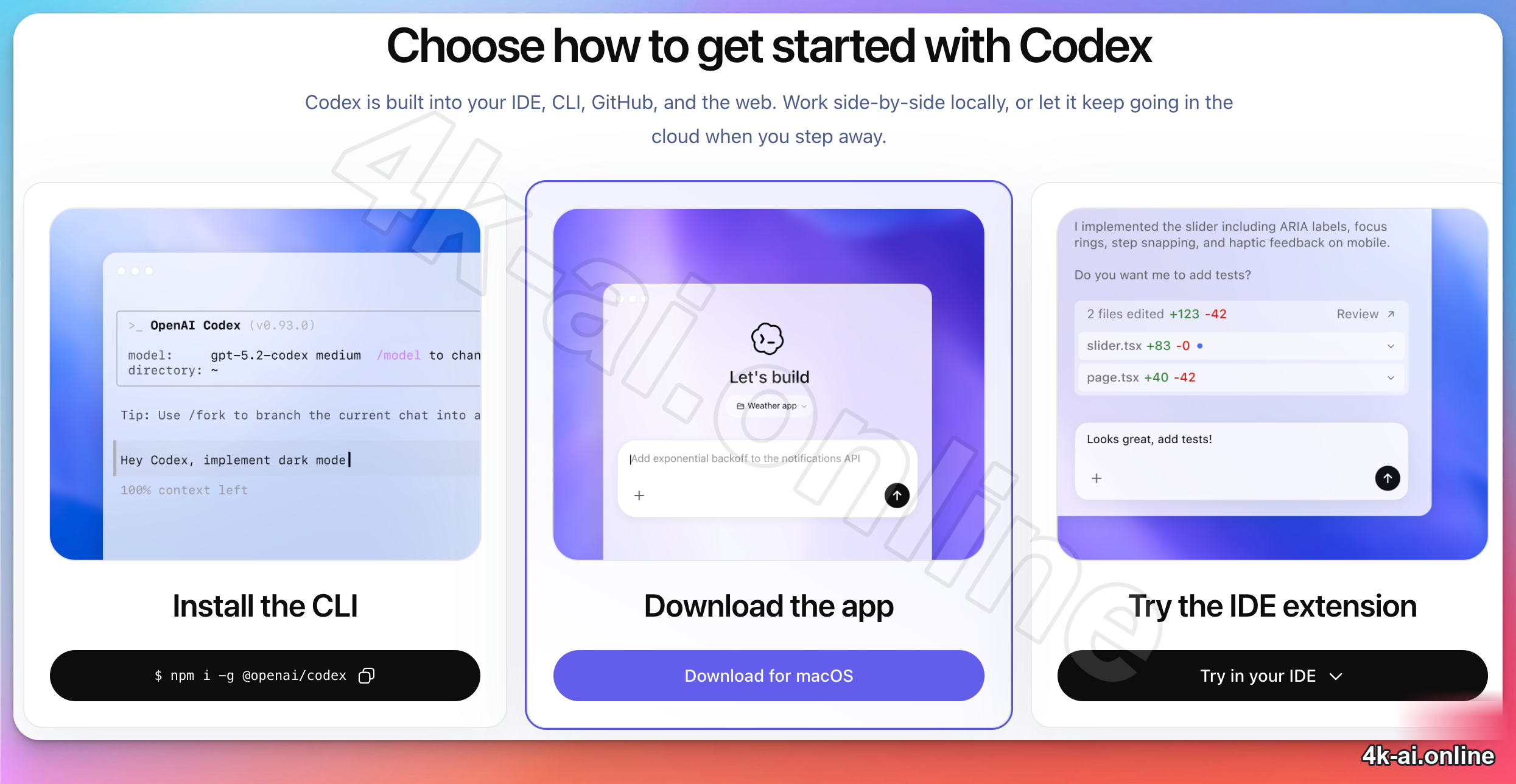 Codex 桌面 App 下载页 macOS